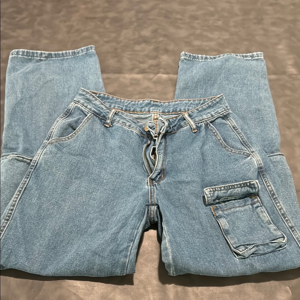 Blue Denim Cargo Pants